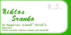 miklos sranko business card